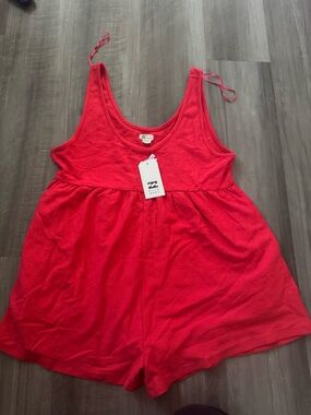 Billabong Bright Red Women's Romper with Racerback Detail Size M